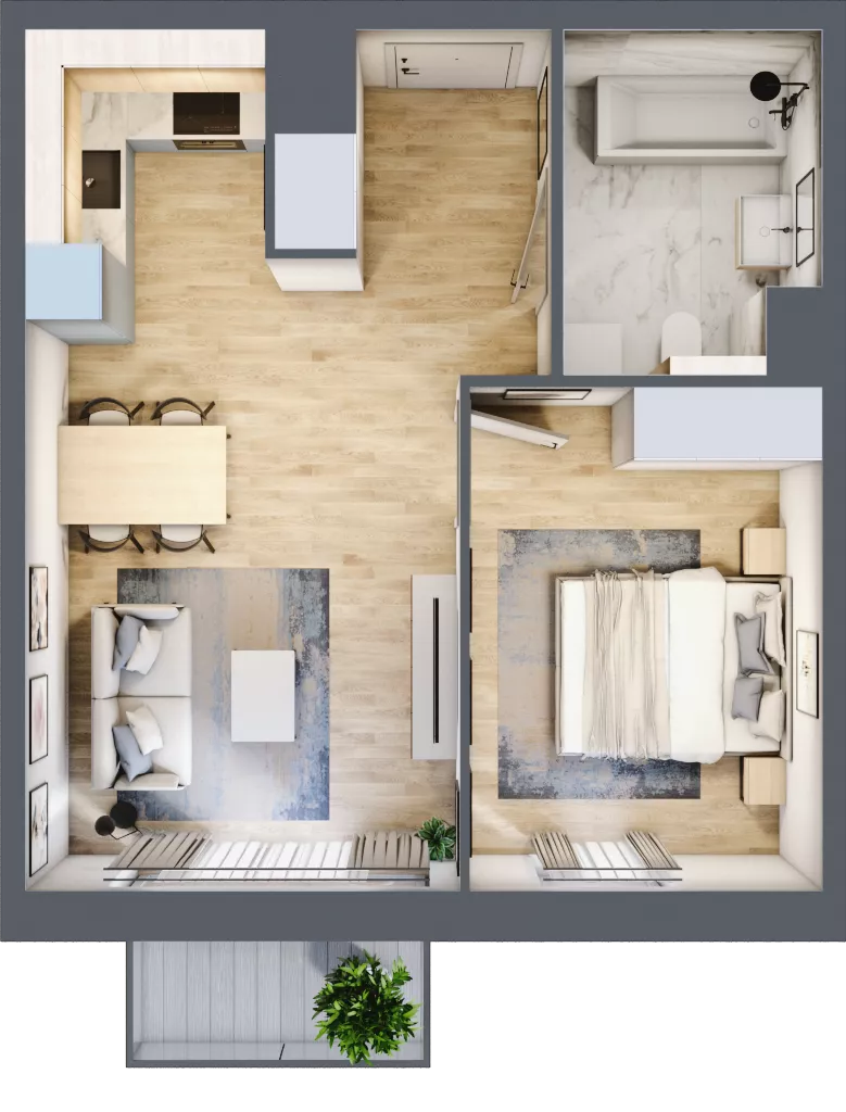 2 pokoje, mieszkanie 40,97 m², piętro 3, oferta nr A/108, Osiedle przy Wielickiej, Kraków, Bieżanów-Prokocim, ul. Marii Orwid / Wielicka