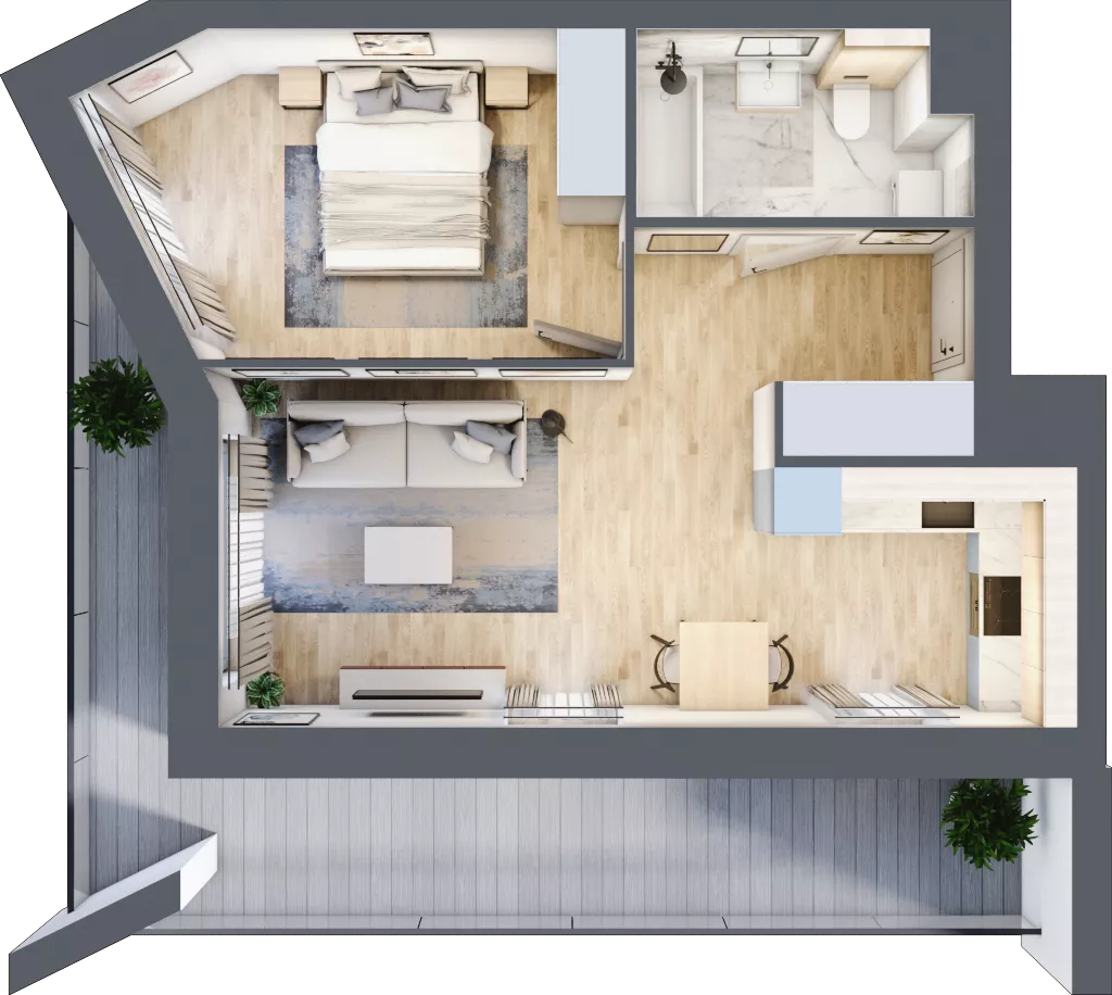 2 pokoje, mieszkanie 44,93 m², piętro 1, oferta nr A/7, Osiedle przy Wielickiej, Kraków, Bieżanów-Prokocim, ul. Marii Orwid / Wielicka