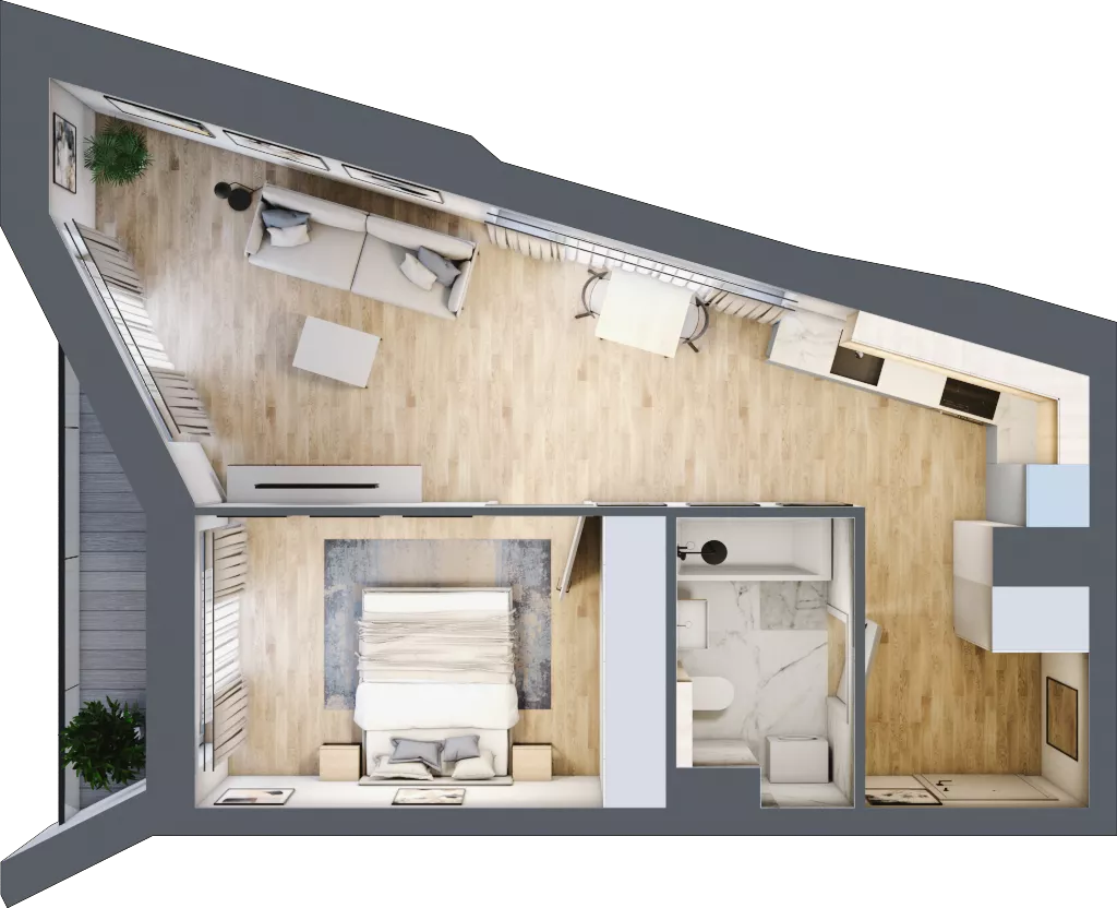 2 pokoje, mieszkanie 48,19 m², piętro 4, oferta nr A/48, Osiedle przy Wielickiej, Kraków, Bieżanów-Prokocim, ul. Marii Orwid / Wielicka