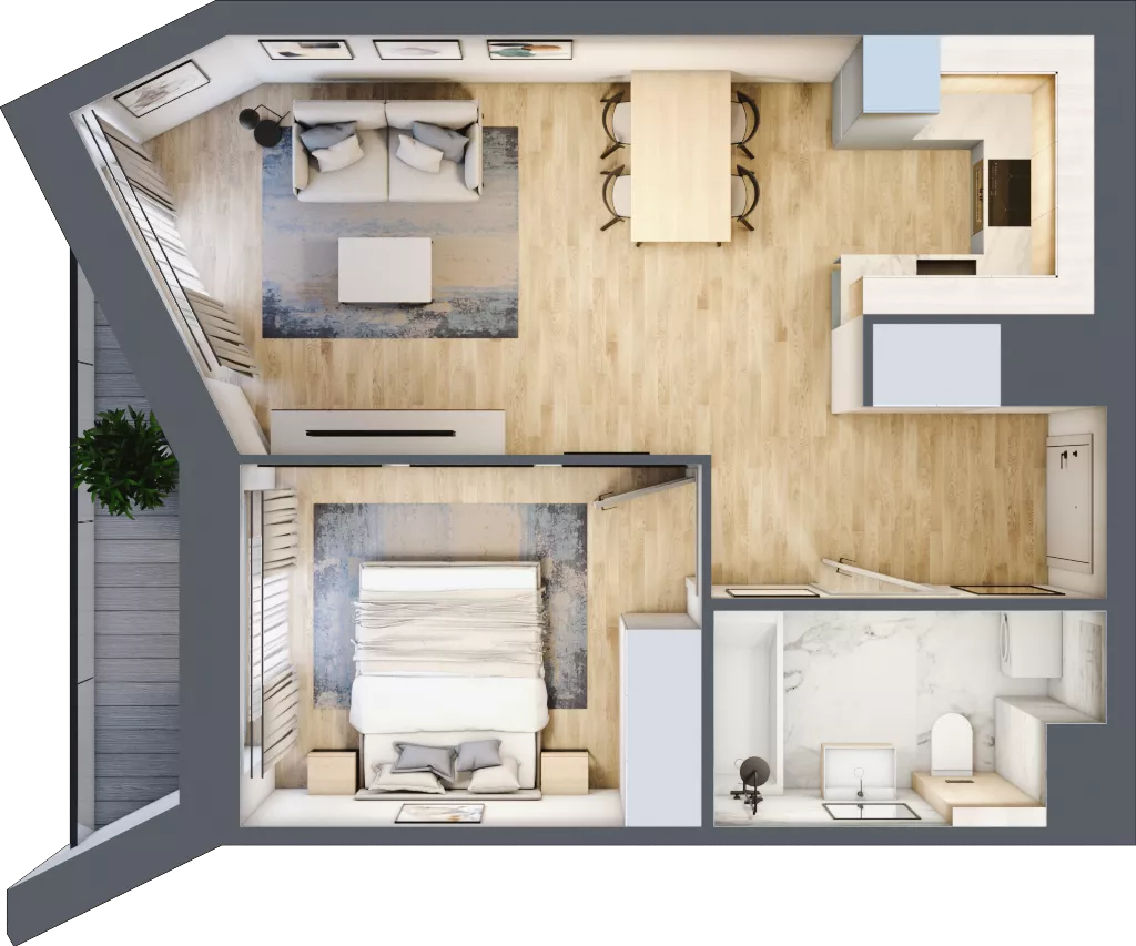 2 pokoje, mieszkanie 42,53 m², piętro 1, oferta nr A/10, Osiedle przy Wielickiej, Kraków, Bieżanów-Prokocim, ul. Marii Orwid / Wielicka
