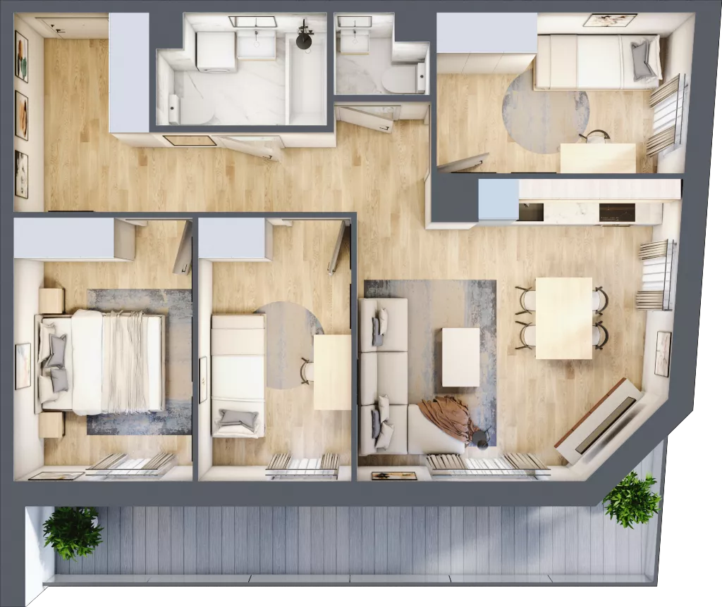 4 pokoje, mieszkanie 66,26 m², piętro 3, oferta nr A/82, Osiedle Międzyleska 3, Wrocław, Tarnogaj, Krzyki, ul. Międzyleska