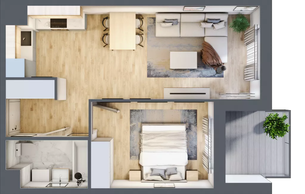 2 pokoje, mieszkanie 42,49 m², piętro 2, oferta nr A/25, Osiedle Międzyleska 3, Wrocław, Tarnogaj, Krzyki, ul. Międzyleska