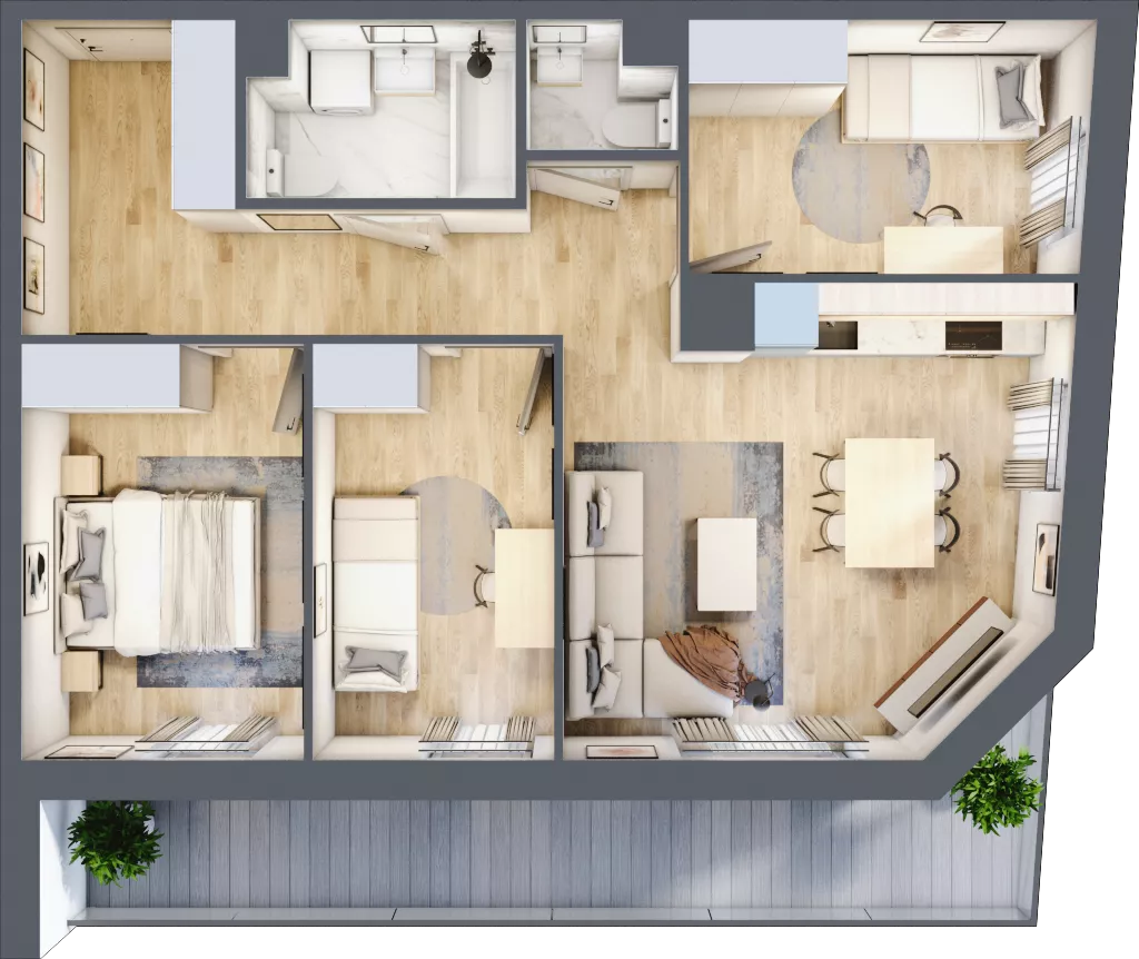 4 pokoje, mieszkanie 66,26 m², piętro 2, oferta nr A/76, Osiedle Międzyleska 3, Wrocław, Tarnogaj, Krzyki, ul. Międzyleska