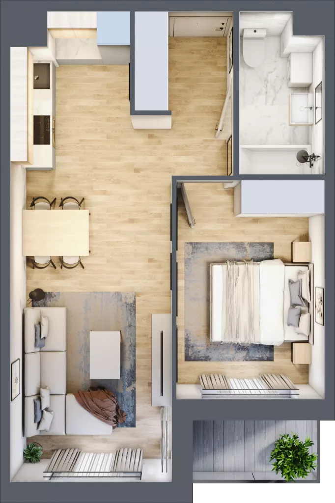 2 pokoje, mieszkanie 42,73 m², piętro 4, oferta nr A/90, Osiedle Międzyleska 3, Wrocław, Tarnogaj, Krzyki, ul. Międzyleska