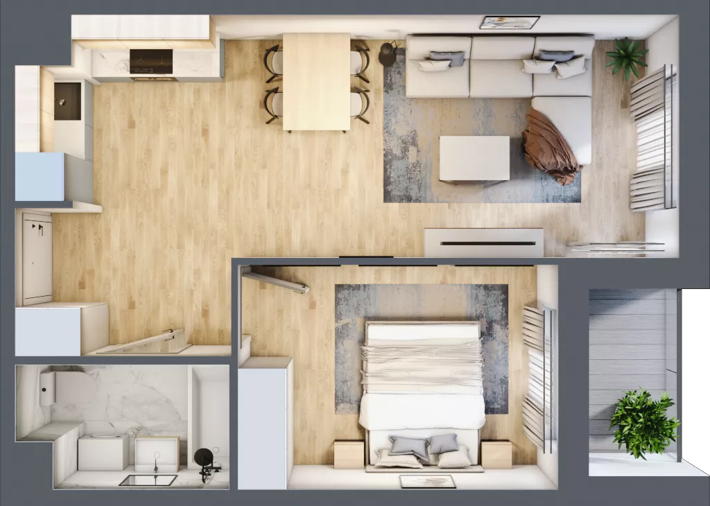 2 pokoje, mieszkanie 42,62 m², piętro 2, oferta nr A/26, Osiedle Międzyleska 3, Wrocław, Tarnogaj, Krzyki, ul. Międzyleska