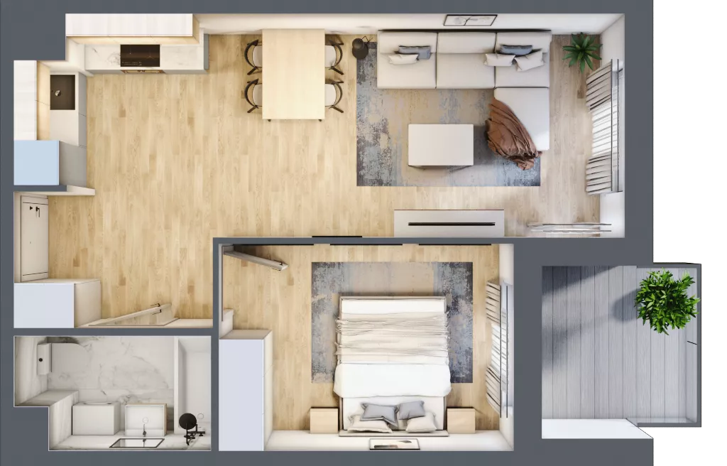 2 pokoje, mieszkanie 42,62 m², piętro 5, oferta nr A/59, Osiedle Międzyleska 3, Wrocław, Tarnogaj, Krzyki, ul. Międzyleska