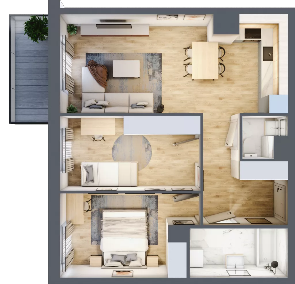 3 pokoje, mieszkanie 60,71 m², piętro 1, oferta nr A/18, Osiedle Międzyleska 3, Wrocław, Tarnogaj, Krzyki, ul. Międzyleska