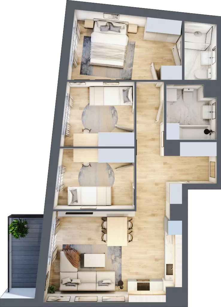 4 pokoje, mieszkanie 71,03 m², piętro 5, oferta nr A/54, Osiedle Międzyleska 3, Wrocław, Tarnogaj, Krzyki, ul. Międzyleska