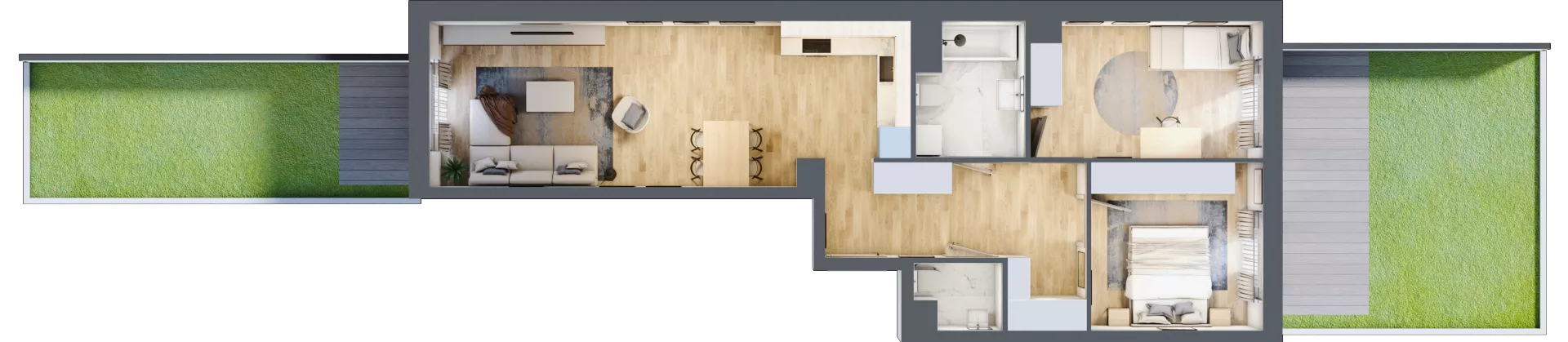 3 pokoje, mieszkanie 69,55 m², parter, oferta nr A/6, Osiedle Międzyleska 3, Wrocław, Tarnogaj, Krzyki, ul. Międzyleska