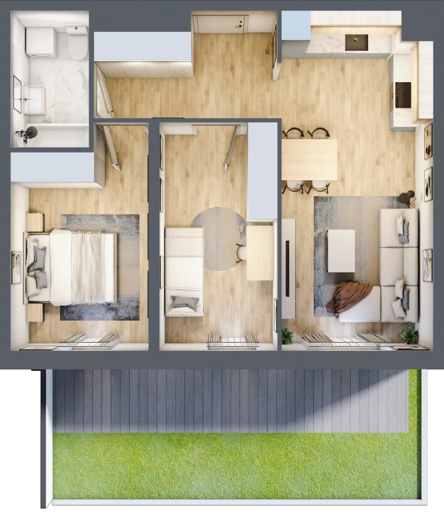 3 pokoje, mieszkanie 57,94 m², parter, oferta nr A/98, Osiedle Międzyleska 3, Wrocław, Tarnogaj, Krzyki, ul. Międzyleska
