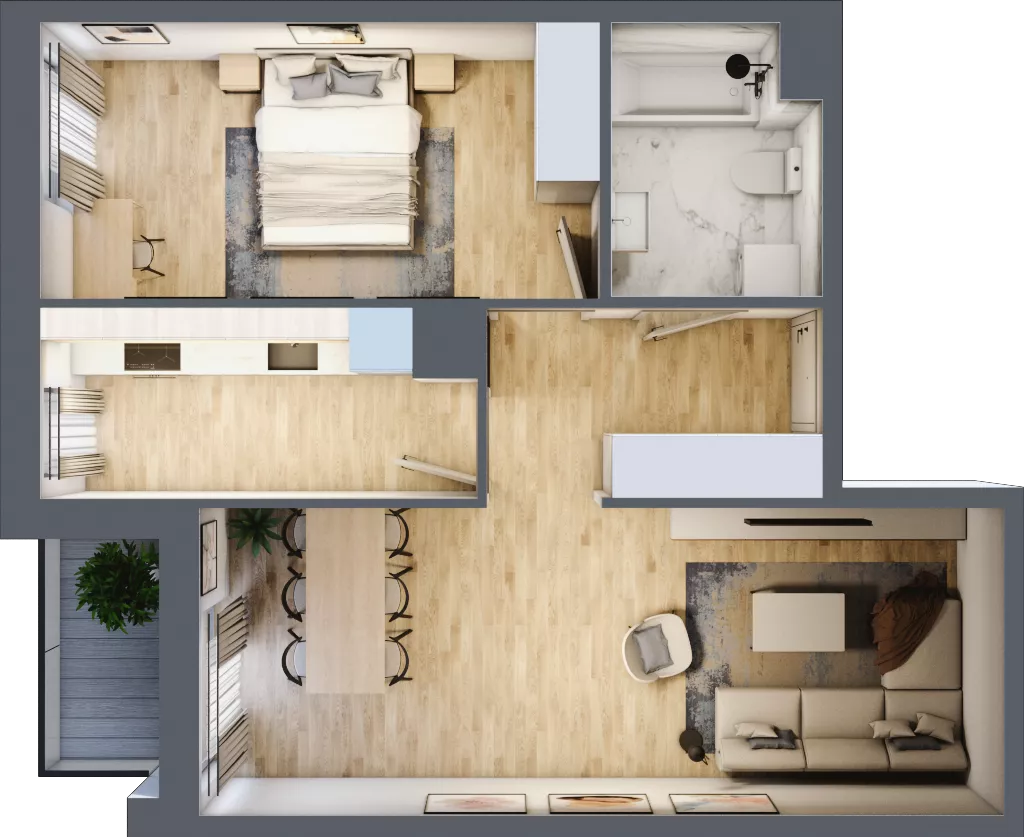2 pokoje, mieszkanie 54,26 m², piętro 2, oferta nr A/28, Osiedle Międzyleska 3, Wrocław, Tarnogaj, Krzyki, ul. Międzyleska