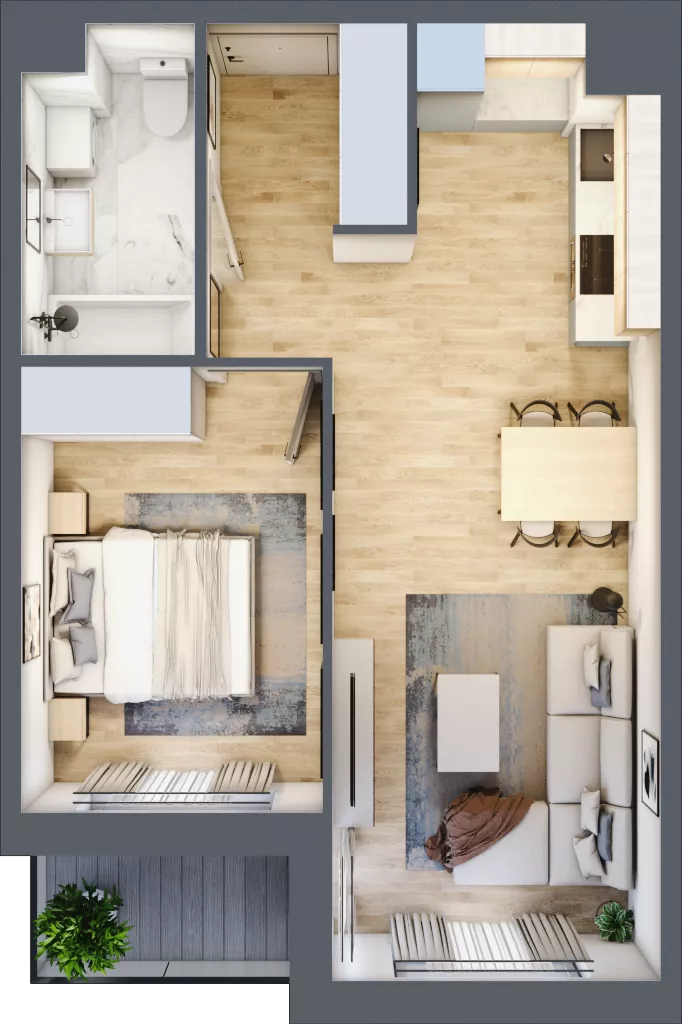 2 pokoje, mieszkanie 42,73 m², piętro 4, oferta nr A/112, Osiedle Międzyleska 3, Wrocław, Tarnogaj, Krzyki, ul. Międzyleska
