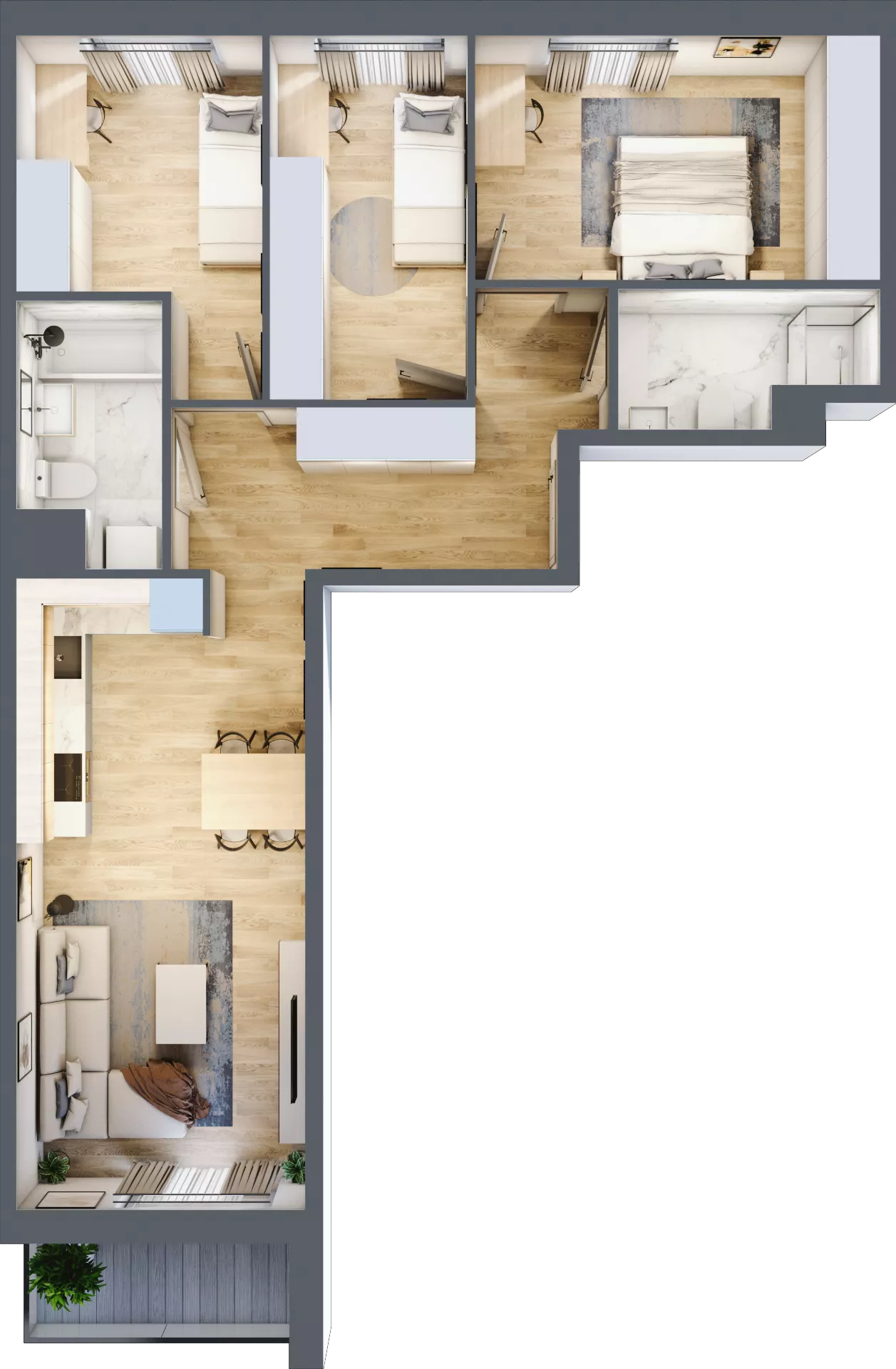4 pokoje, mieszkanie 73,53 m², piętro 2, oferta nr A/79, Osiedle Międzyleska 3, Wrocław, Tarnogaj, Krzyki, ul. Międzyleska