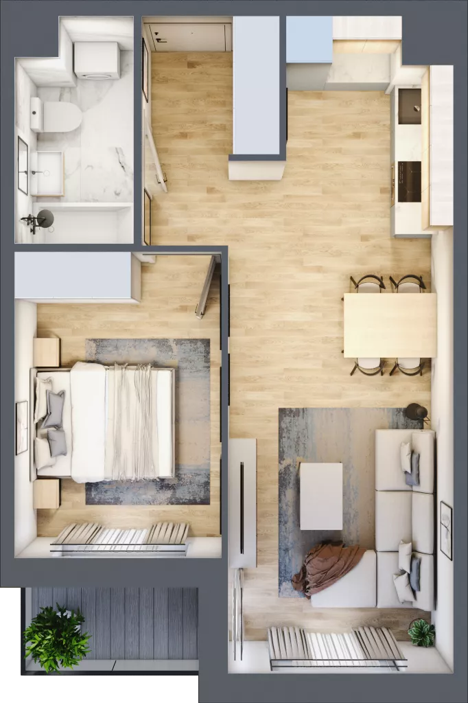 2 pokoje, mieszkanie 42,67 m², piętro 3, oferta nr A/83, Osiedle Międzyleska 3, Wrocław, Tarnogaj, Krzyki, ul. Międzyleska