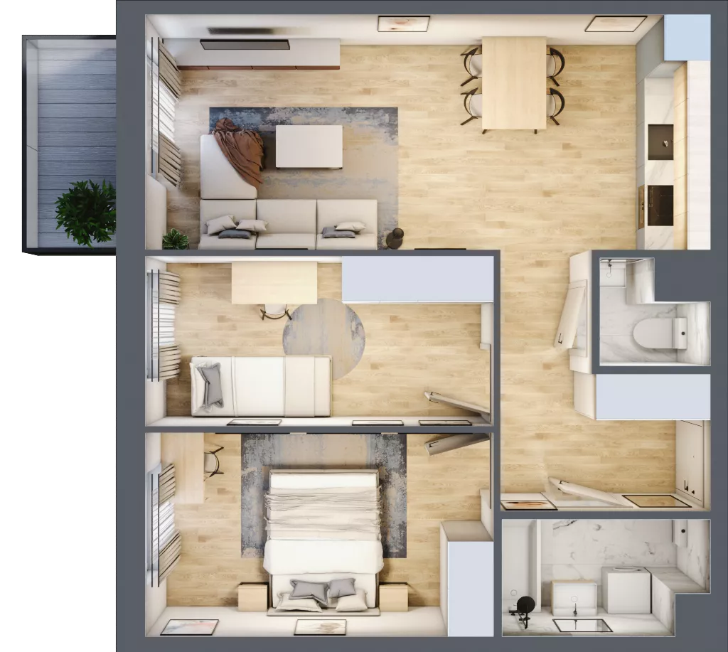 3 pokoje, mieszkanie 57,88 m², piętro 1, oferta nr A/8, Osiedle Międzyleska 3, Wrocław, Tarnogaj, Krzyki, ul. Międzyleska