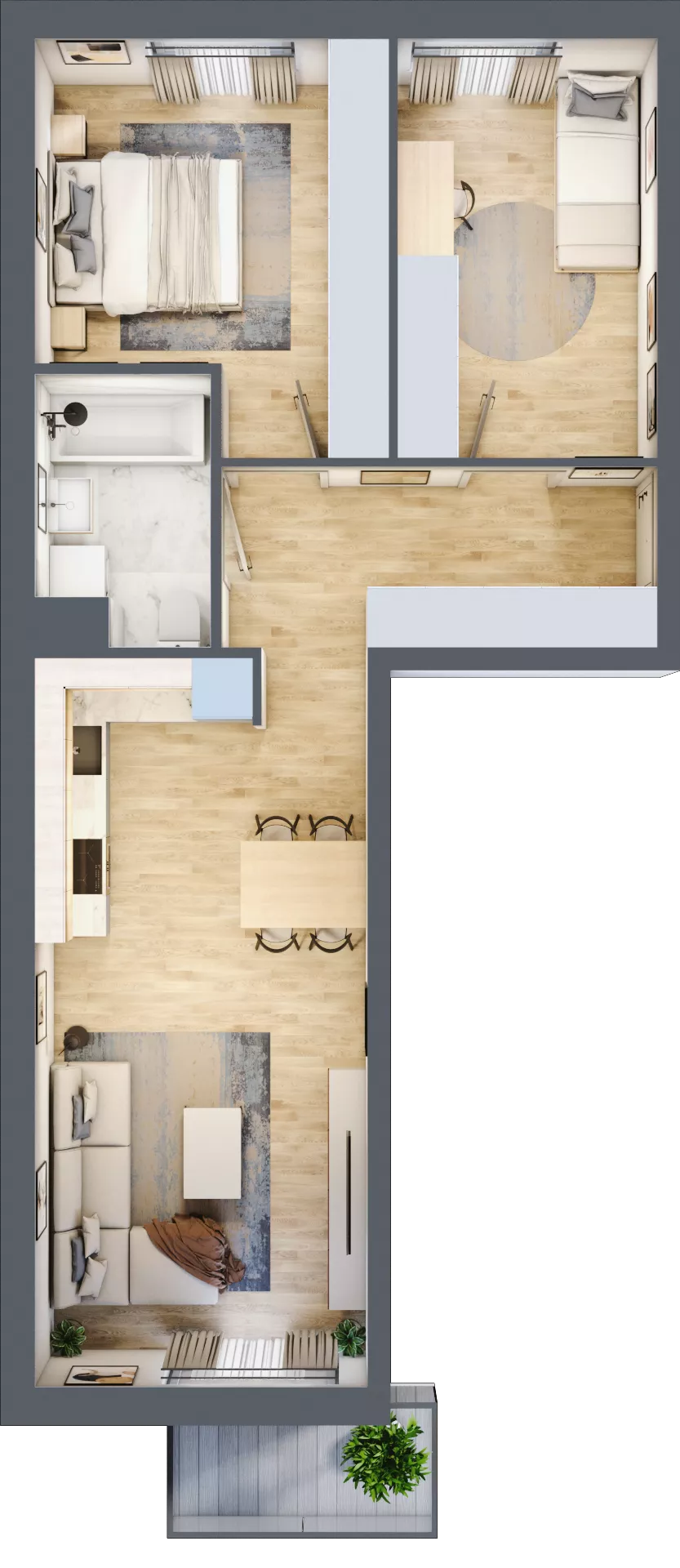 3 pokoje, mieszkanie 59,03 m², piętro 1, oferta nr A/102, Osiedle Międzyleska 3, Wrocław, Tarnogaj, Krzyki, ul. Międzyleska
