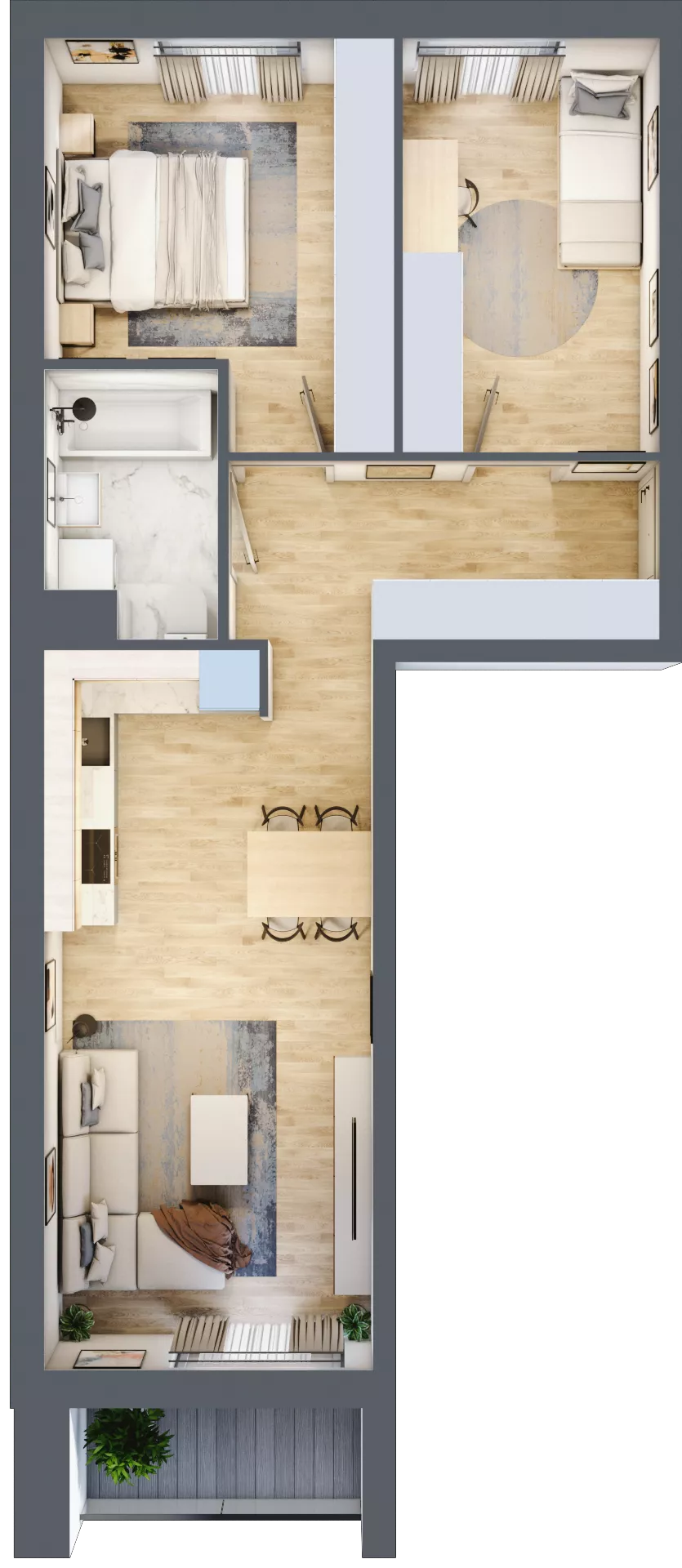 3 pokoje, mieszkanie 59,17 m², piętro 4, oferta nr A/114, Osiedle Międzyleska 3, Wrocław, Tarnogaj, Krzyki, ul. Międzyleska