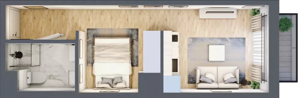 1 pokój, mieszkanie 26,83 m², piętro 4, oferta nr A/74, Apartamenty Grzybowska 11, Warszawa, Śródmieście, Śródmieście Północne, ul. Grzybowska 11