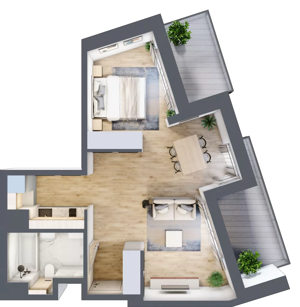 1 pokój, mieszkanie 45,20 m², piętro 2, oferta nr A/31, Apartamenty Grzybowska 11, Warszawa, Śródmieście, Śródmieście Północne, ul. Grzybowska 11