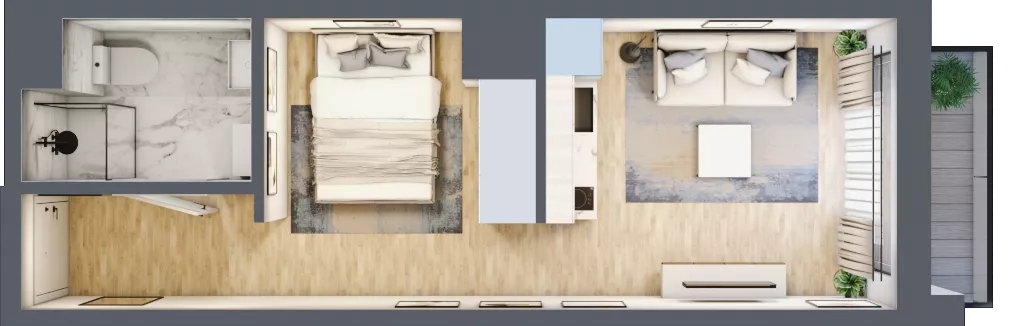 1 pokój, mieszkanie 26,73 m², piętro 8, oferta nr A/164, Apartamenty Grzybowska 11, Warszawa, Śródmieście, Śródmieście Północne, ul. Grzybowska 11