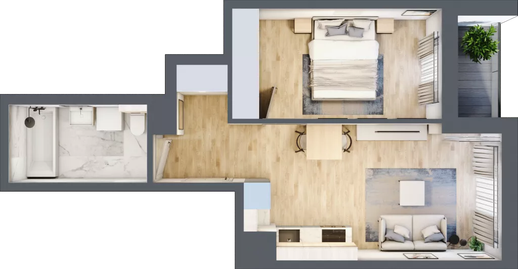 2 pokoje, mieszkanie 38,37 m², piętro 4, oferta nr A/89, Apartamenty Grzybowska 11, Warszawa, Śródmieście, Śródmieście Północne, ul. Grzybowska 11