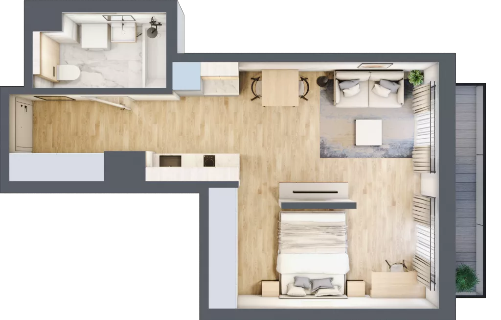 1 pokój, mieszkanie 38,30 m², piętro 2, oferta nr A/30, Apartamenty Grzybowska 11, Warszawa, Śródmieście, Śródmieście Północne, ul. Grzybowska 11
