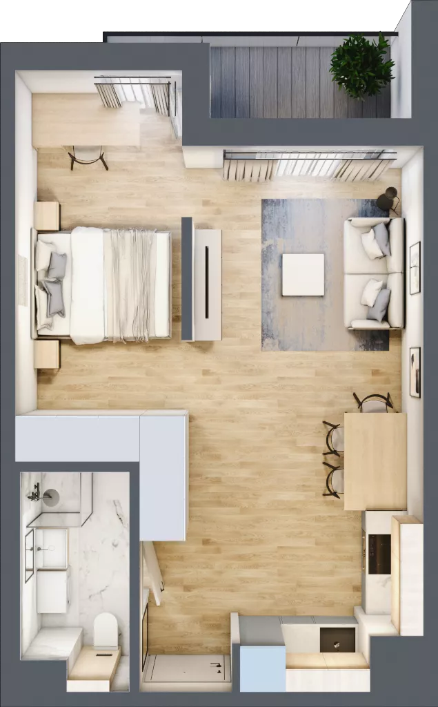 1 pokój, mieszkanie 38,99 m², piętro 6, oferta nr A/133, Apartamenty Grzybowska 11, Warszawa, Śródmieście, Śródmieście Północne, ul. Grzybowska 11