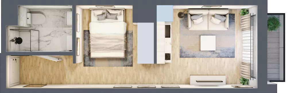 1 pokój, mieszkanie 26,73 m², piętro 6, oferta nr A/118, Apartamenty Grzybowska 11, Warszawa, Śródmieście, Śródmieście Północne, ul. Grzybowska 11