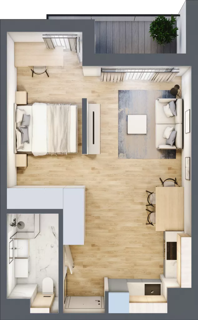 1 pokój, mieszkanie 38,75 m², piętro 3, oferta nr A/64, Apartamenty Grzybowska 11, Warszawa, Śródmieście, Śródmieście Północne, ul. Grzybowska 11
