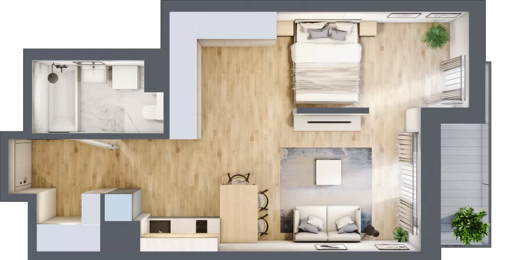 1 pokój, mieszkanie 43,84 m², piętro 1, oferta nr A/12, Apartamenty Grzybowska 11, Warszawa, Śródmieście, Śródmieście Północne, ul. Grzybowska 11
