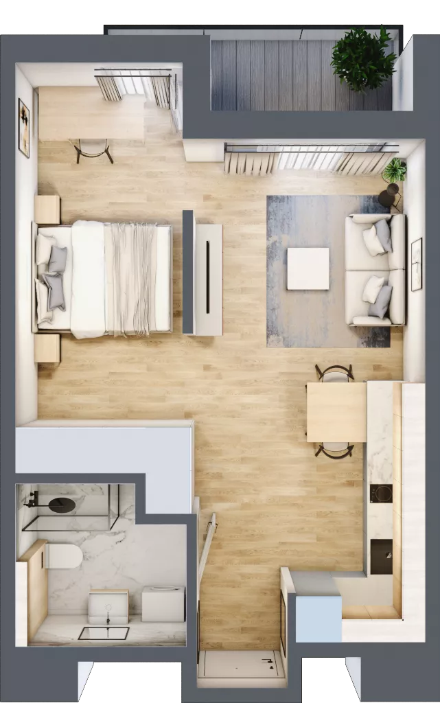 1 pokój, mieszkanie 37,28 m², piętro 1, oferta nr A/17, Apartamenty Grzybowska 11, Warszawa, Śródmieście, Śródmieście Północne, ul. Grzybowska 11