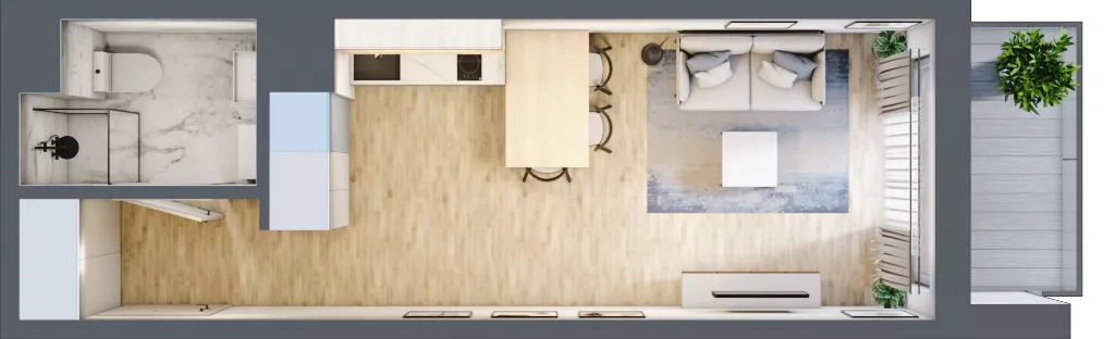 1 pokój, mieszkanie 26,84 m², piętro 6, oferta nr A/129, Apartamenty Grzybowska 11, Warszawa, Śródmieście, Śródmieście Północne, ul. Grzybowska 11