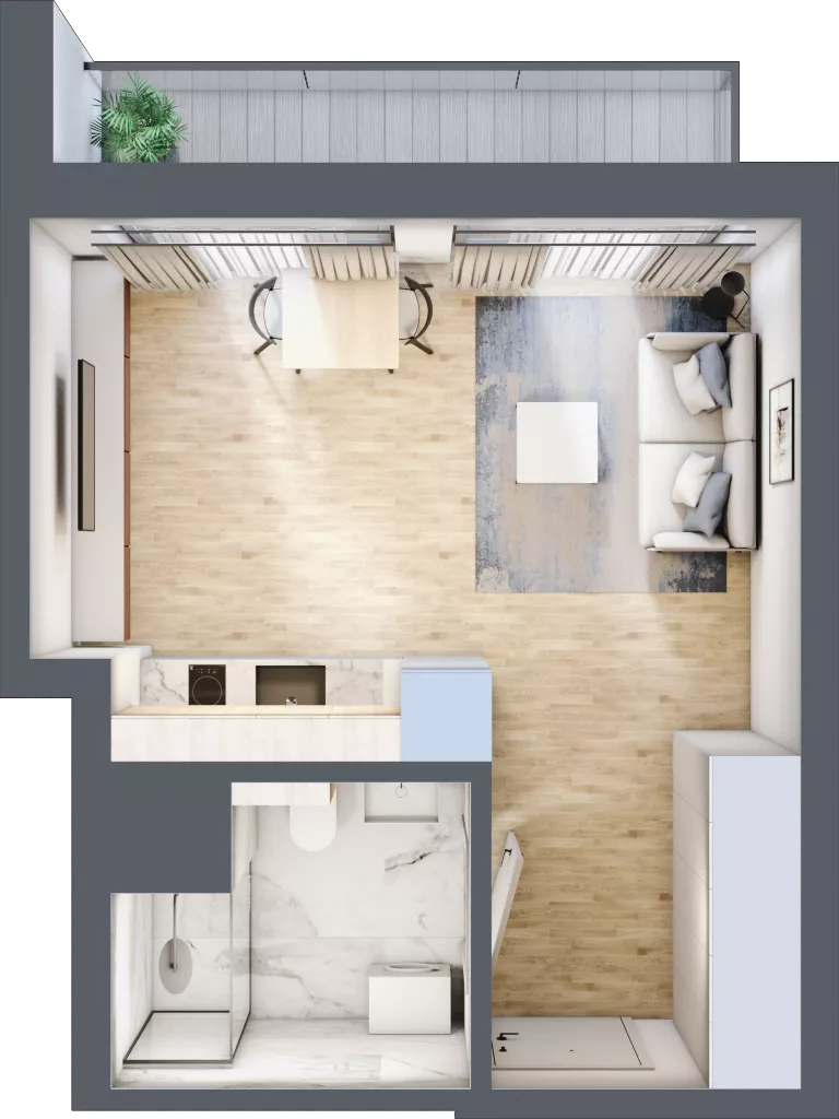 1 pokój, mieszkanie 26,09 m², piętro 1, oferta nr A/22, Apartamenty Grzybowska 11, Warszawa, Śródmieście, Śródmieście Północne, ul. Grzybowska 11