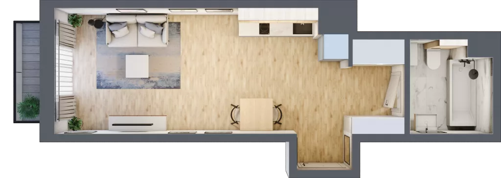 1 pokój, mieszkanie 30,37 m², piętro 7, oferta nr A/161, Apartamenty Grzybowska 11, Warszawa, Śródmieście, Śródmieście Północne, ul. Grzybowska 11