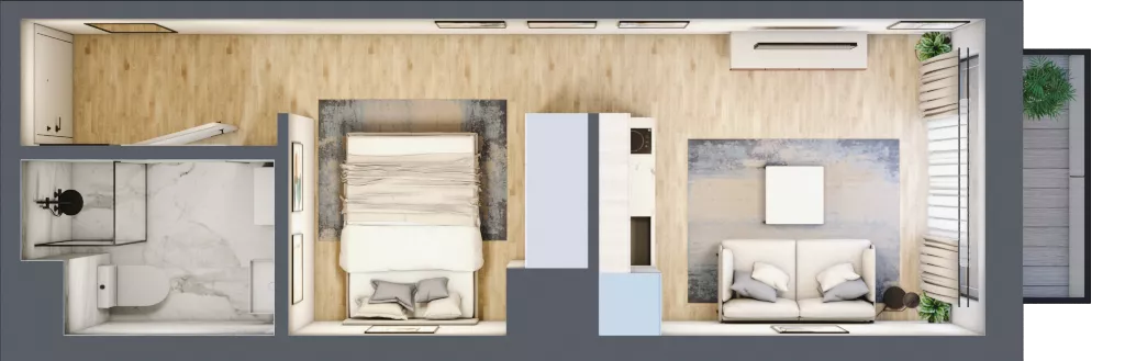 1 pokój, mieszkanie 26,61 m², piętro 1, oferta nr A/5, Apartamenty Grzybowska 11, Warszawa, Śródmieście, Śródmieście Północne, ul. Grzybowska 11