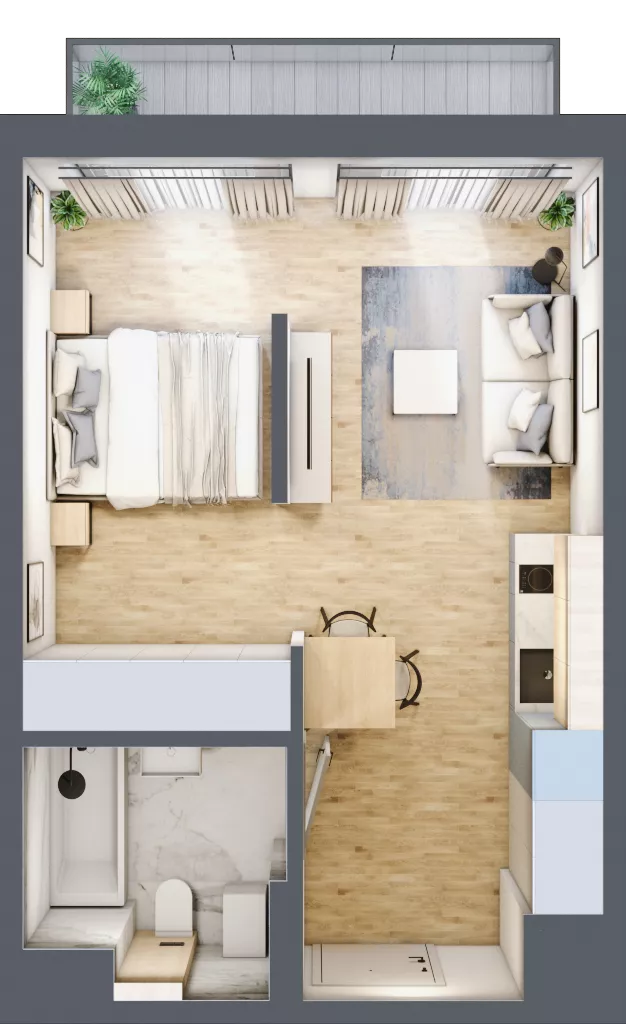 1 pokój, mieszkanie 33,11 m², piętro 3, oferta nr A/47, Apartamenty Grzybowska 11, Warszawa, Śródmieście, Śródmieście Północne, ul. Grzybowska 11