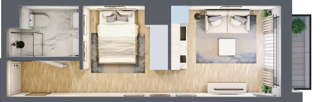 1 pokój, mieszkanie 26,46 m², piętro 2, oferta nr A/26, Apartamenty Grzybowska 11, Warszawa, Śródmieście, Śródmieście Północne, ul. Grzybowska 11
