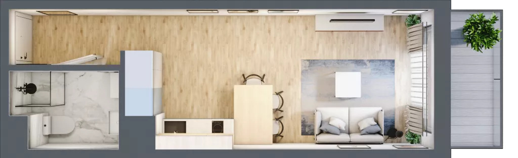 1 pokój, mieszkanie 27,11 m², piętro 4, oferta nr A/82, Apartamenty Grzybowska 11, Warszawa, Śródmieście, Śródmieście Północne, ul. Grzybowska 11