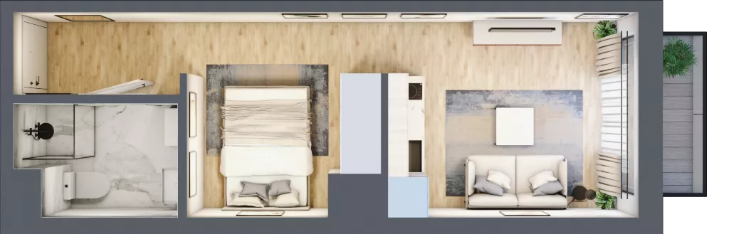 1 pokój, mieszkanie 26,61 m², piętro 2, oferta nr A/28, Apartamenty Grzybowska 11, Warszawa, Śródmieście, Śródmieście Północne, ul. Grzybowska 11