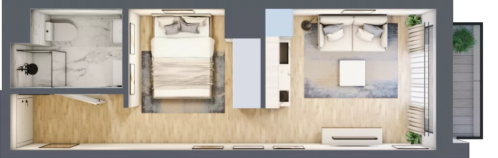 1 pokój, mieszkanie 26,73 m², piętro 7, oferta nr A/141, Apartamenty Grzybowska 11, Warszawa, Śródmieście, Śródmieście Północne, ul. Grzybowska 11