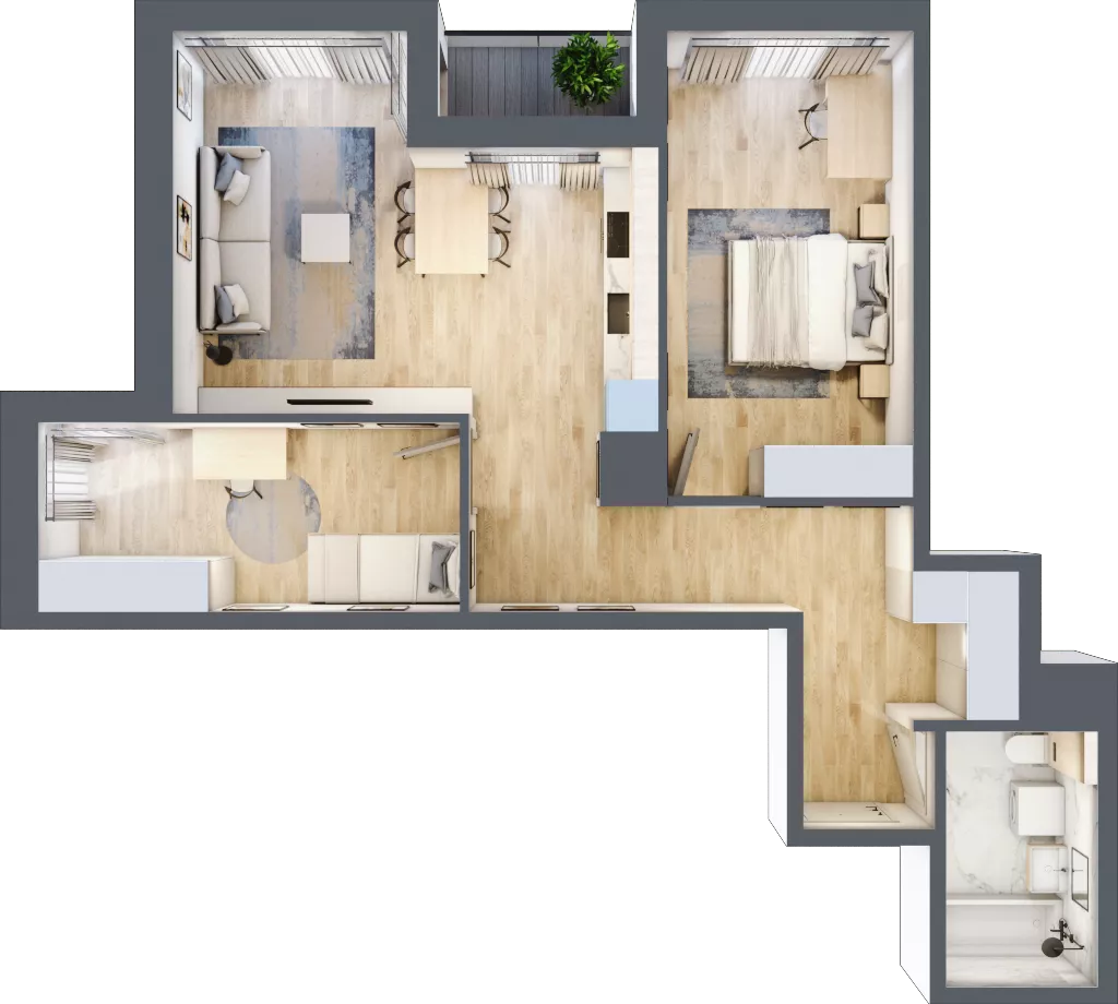 3 pokoje, mieszkanie 66,00 m², piętro 3, oferta nr A/65, Apartamenty Grzybowska 11, Warszawa, Śródmieście, Śródmieście Północne, ul. Grzybowska 11