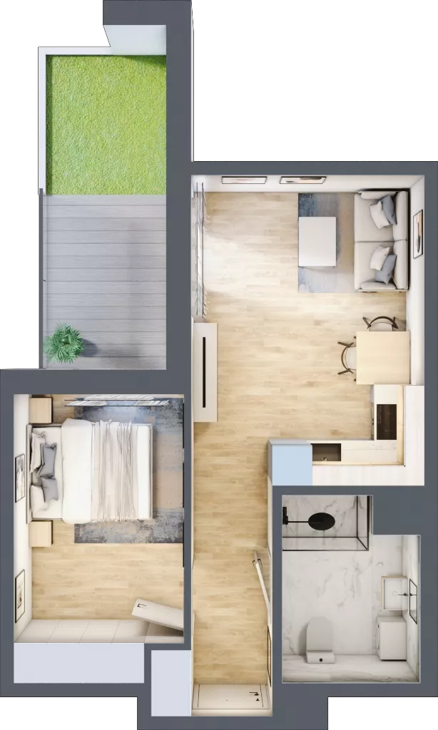 2 pokoje, mieszkanie 37,26 m², parter, oferta nr B/3, Metro Zachód 8 bud. B i D, Warszawa, Bemowo, Chrzanów, ul. Szeligowska