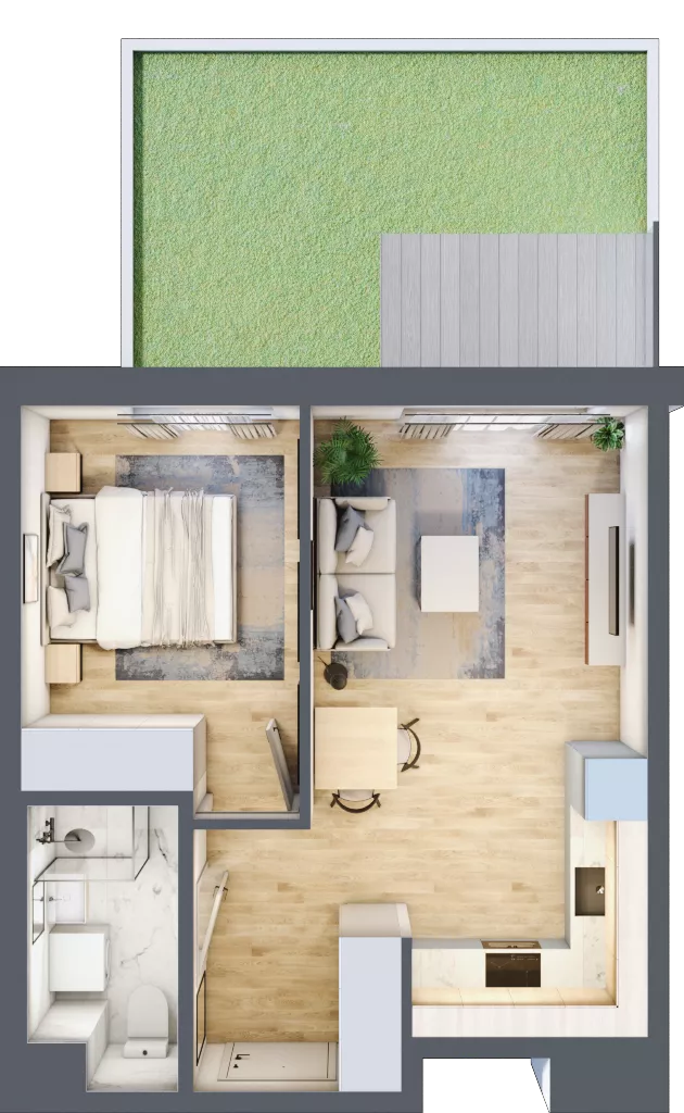 2 pokoje, mieszkanie 37,39 m², parter, oferta nr B/71, Metro Zachód 8 bud. B i D, Warszawa, Bemowo, Chrzanów, ul. Szeligowska