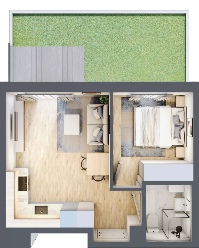 2 pokoje, mieszkanie 33,18 m², parter, oferta nr B/6, Metro Zachód 8 bud. B i D, Warszawa, Bemowo, Chrzanów, ul. Szeligowska