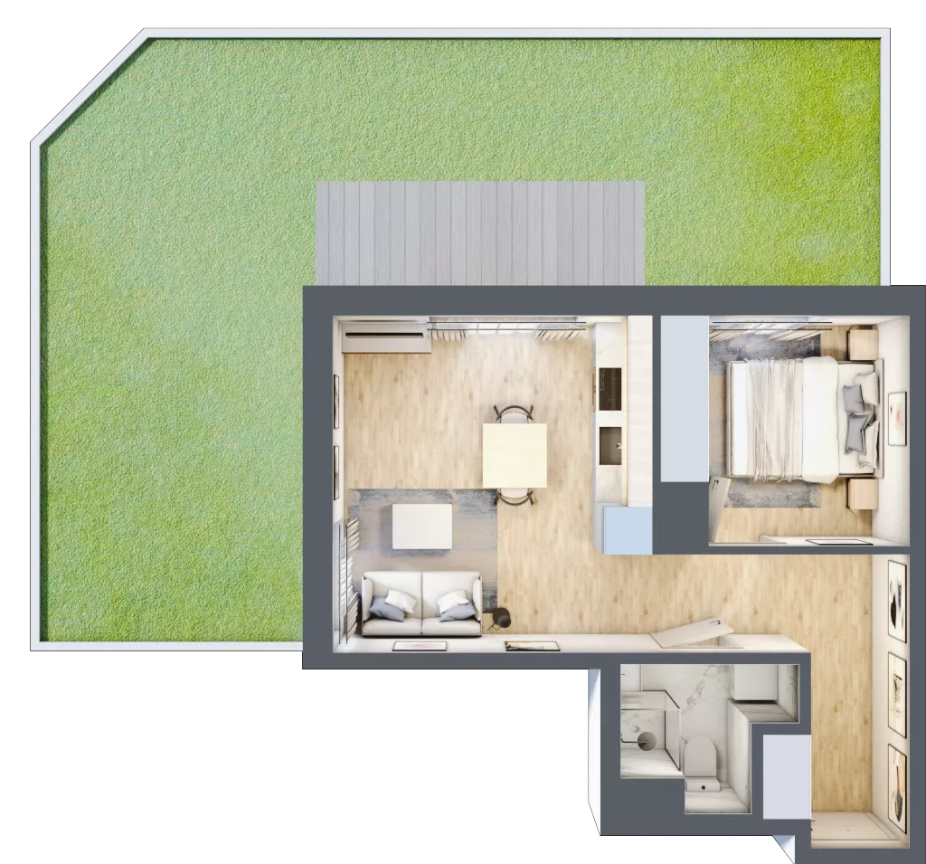 2 pokoje, mieszkanie 35,89 m², parter, oferta nr B/42, Metro Zachód 8 bud. B i D, Warszawa, Bemowo, Chrzanów, ul. Szeligowska