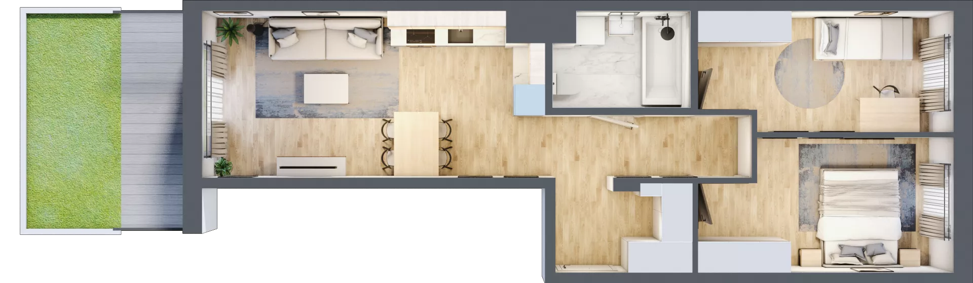 3 pokoje, mieszkanie 59,39 m², parter, oferta nr B/45, Metro Zachód 8 bud. B i D, Warszawa, Bemowo, Chrzanów, ul. Szeligowska