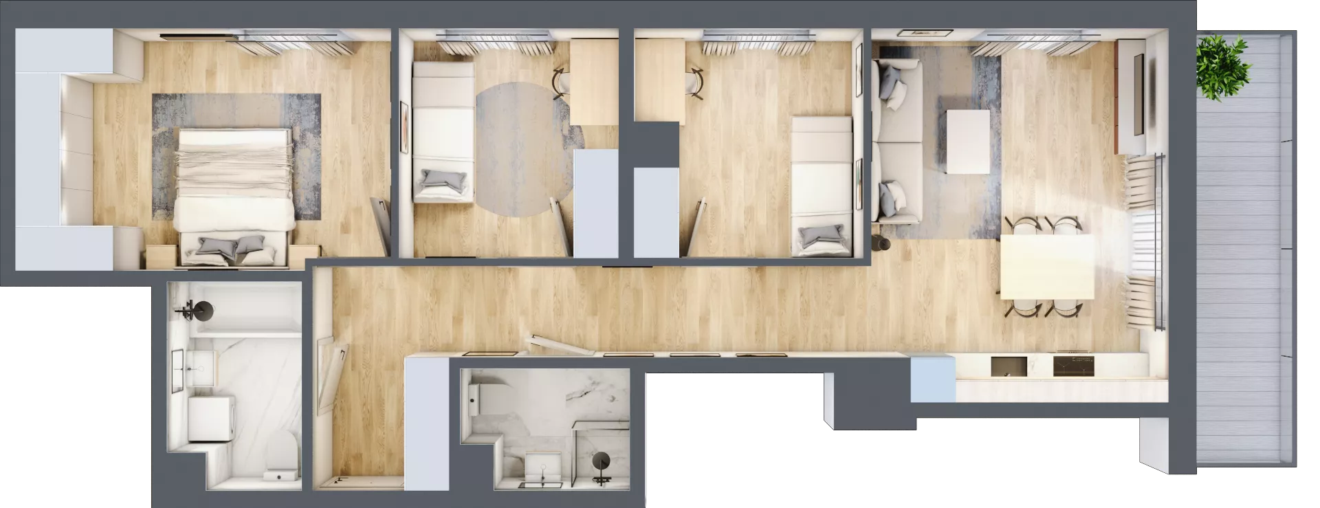 4 pokoje, mieszkanie 74,14 m², piętro 2, oferta nr B/52, Metro Zachód 8 bud. B i D, Warszawa, Bemowo, Chrzanów, ul. Szeligowska