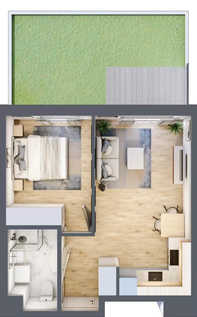 2 pokoje, mieszkanie 38,42 m², parter, oferta nr B/43, Metro Zachód 8 bud. B i D, Warszawa, Bemowo, Chrzanów, ul. Szeligowska