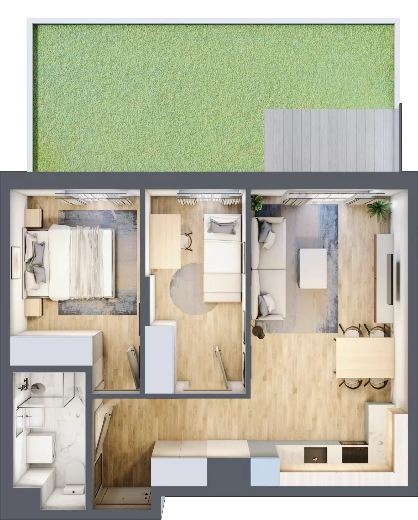 3 pokoje, mieszkanie 49,32 m², parter, oferta nr B/72, Metro Zachód 8 bud. B i D, Warszawa, Bemowo, Chrzanów, ul. Szeligowska