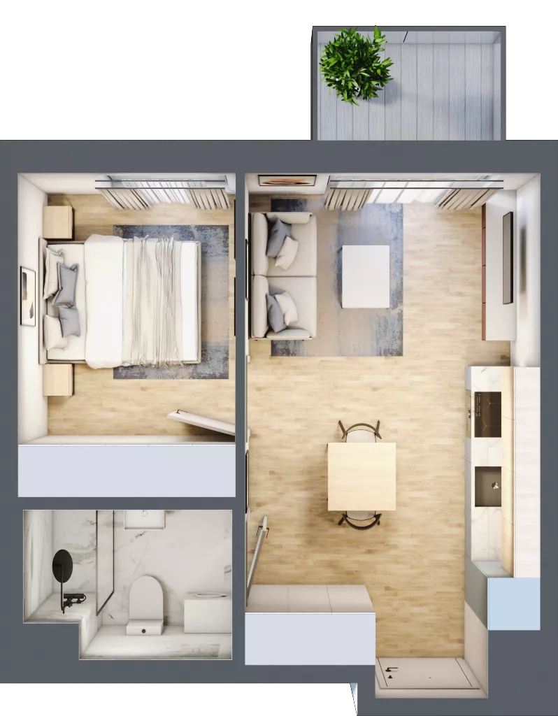 2 pokoje, mieszkanie 32,57 m², piętro 1, oferta nr D/9, Metro Zachód 8 bud. B i D, Warszawa, Bemowo, Chrzanów, ul. Szeligowska